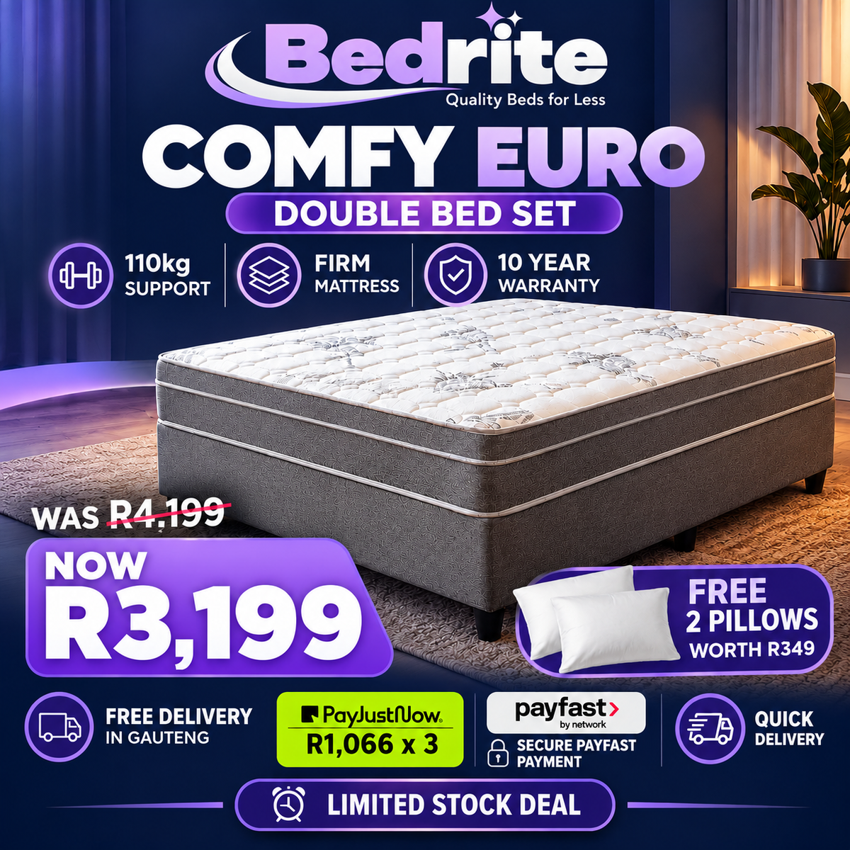 Comfy Euro - Double Set + Free Pillows