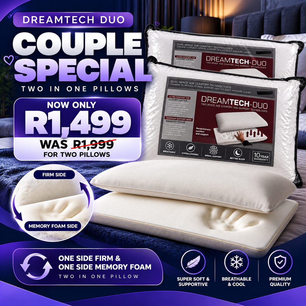 2x Dreamtech Duo Memory & Firm Pillows
